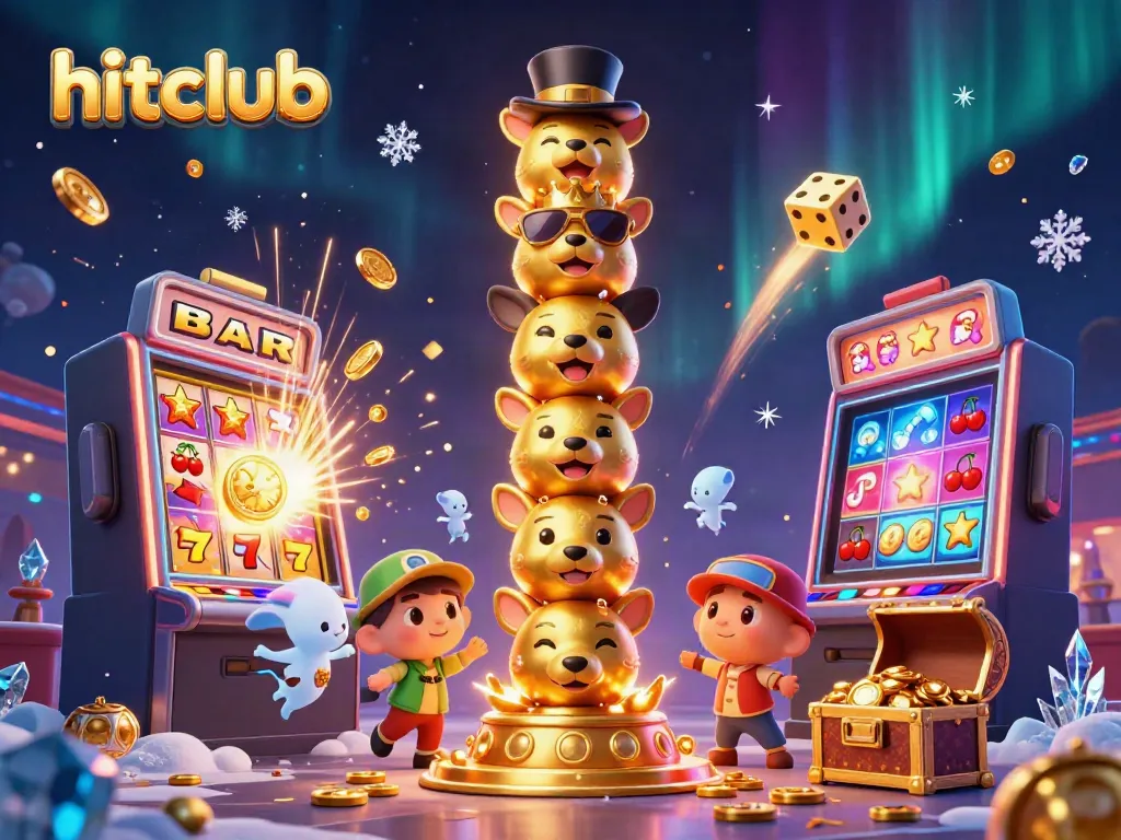 Experience hitclub with a vibrant 3D casino illustration showcasing dynamic game elements and a golden totem pole.