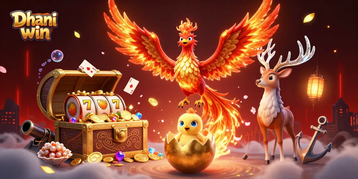 Dhani win ignites excitement with a vibrant 3D illustration of a phoenix and gaming elements.