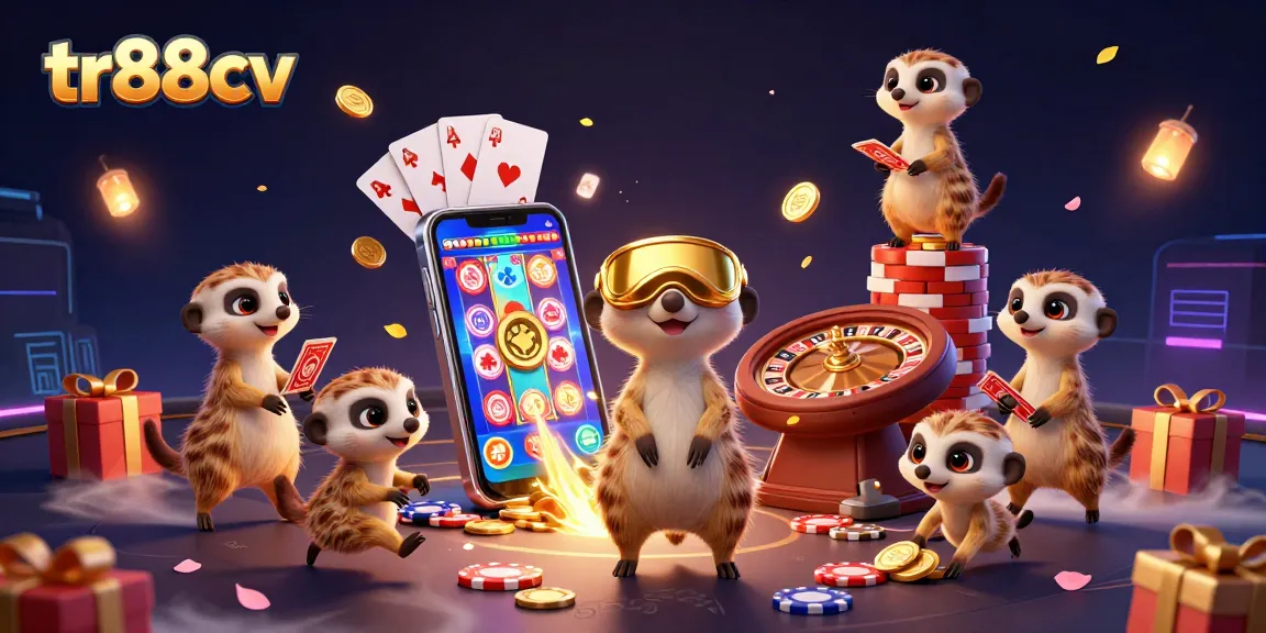 Experience the vibrant gameplay of tr88cv with engaged meerkats at a dynamic casino operation.