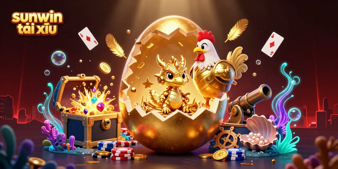 Experience thrilling action in sunwin tài xỉu with golden dragon, poker chips, and treasures.
