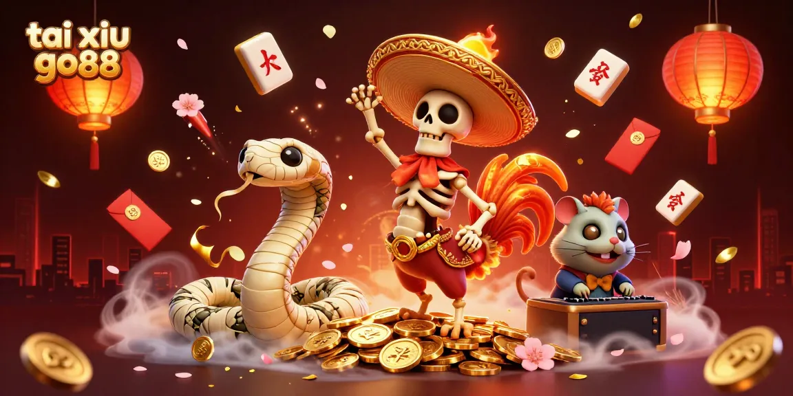 Engage with tai xiu go88 through this vibrant casino illustration featuring unique gaming characters.
